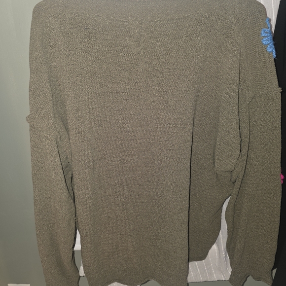 POL Women's V-Neck Sweater with Colorful Floral Embroidery - Picture 2 of 3